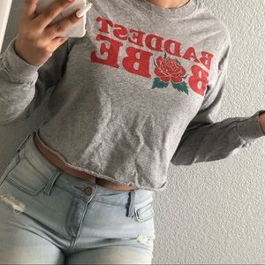 Grey baddest babe crop top!